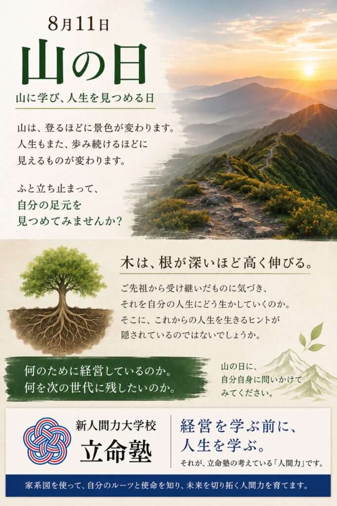 山の日に考える。何のために経営し、何を次の世代に残すのか
